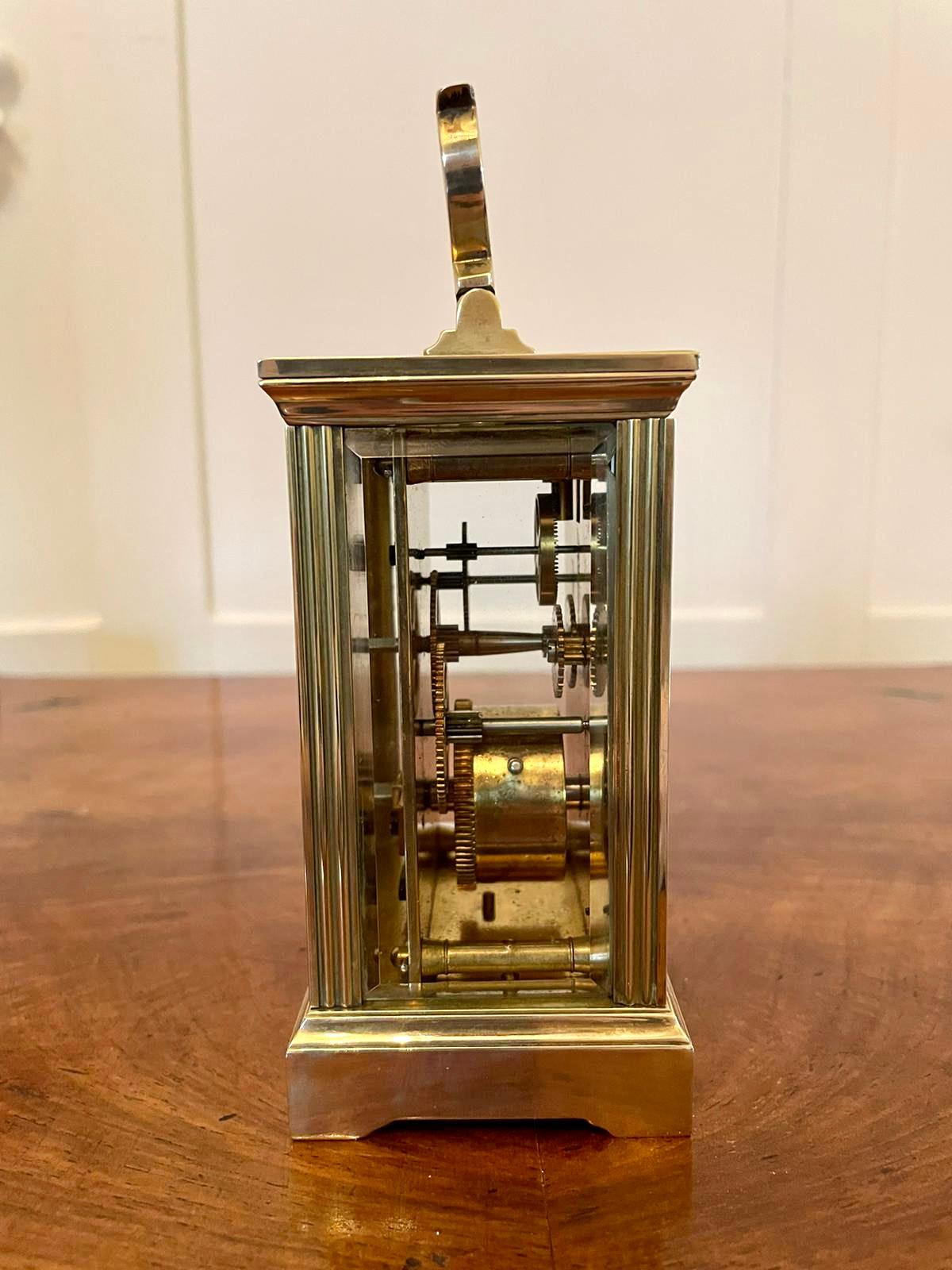Antique Brass Carriage Clock In Excellent Condition In Suffolk, GB