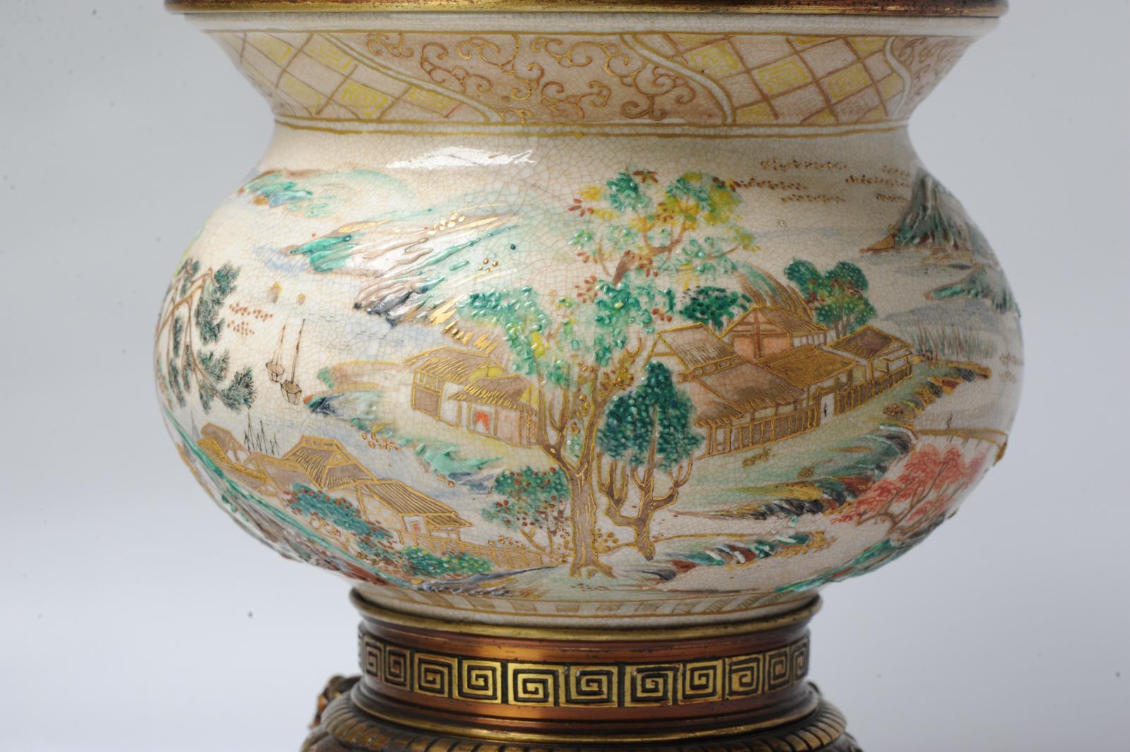  Antique Beautiful Japanese Satsuma Bowl Lndscape Oromulu Japan Porcelain 19C For Sale 5