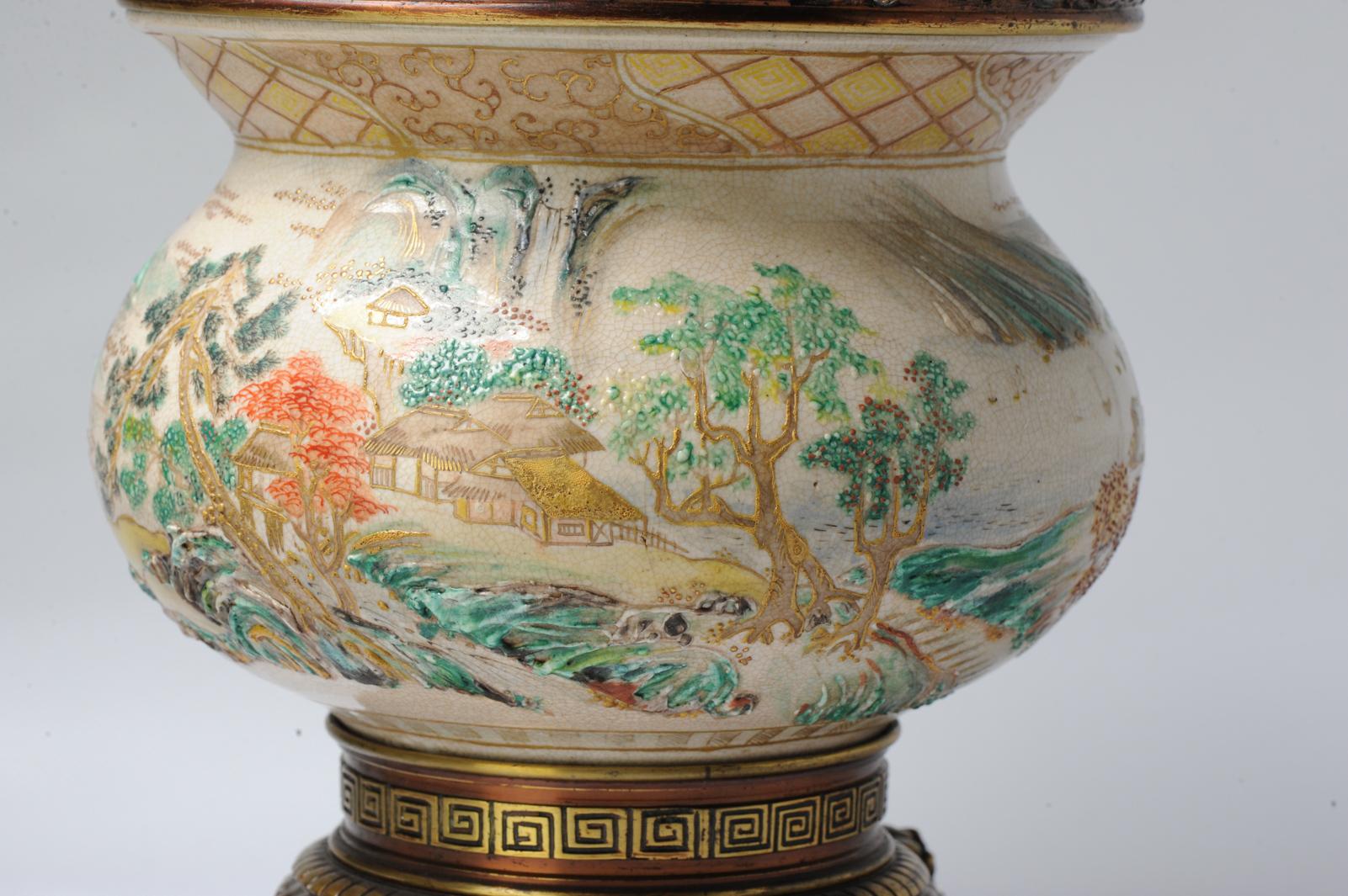  Antique Beautiful Japanese Satsuma Bowl Lndscape Oromulu Japan Porcelain 19C For Sale 3