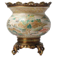  Antique Beautiful Japanese Satsuma Bowl Lndscape Oromulu Japan Porcelain 19C