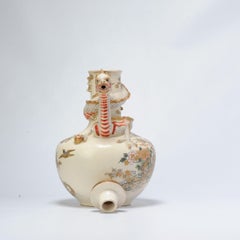 Antique Beautiful Japanese Satsuma Sake or Teapot with Dragon Head