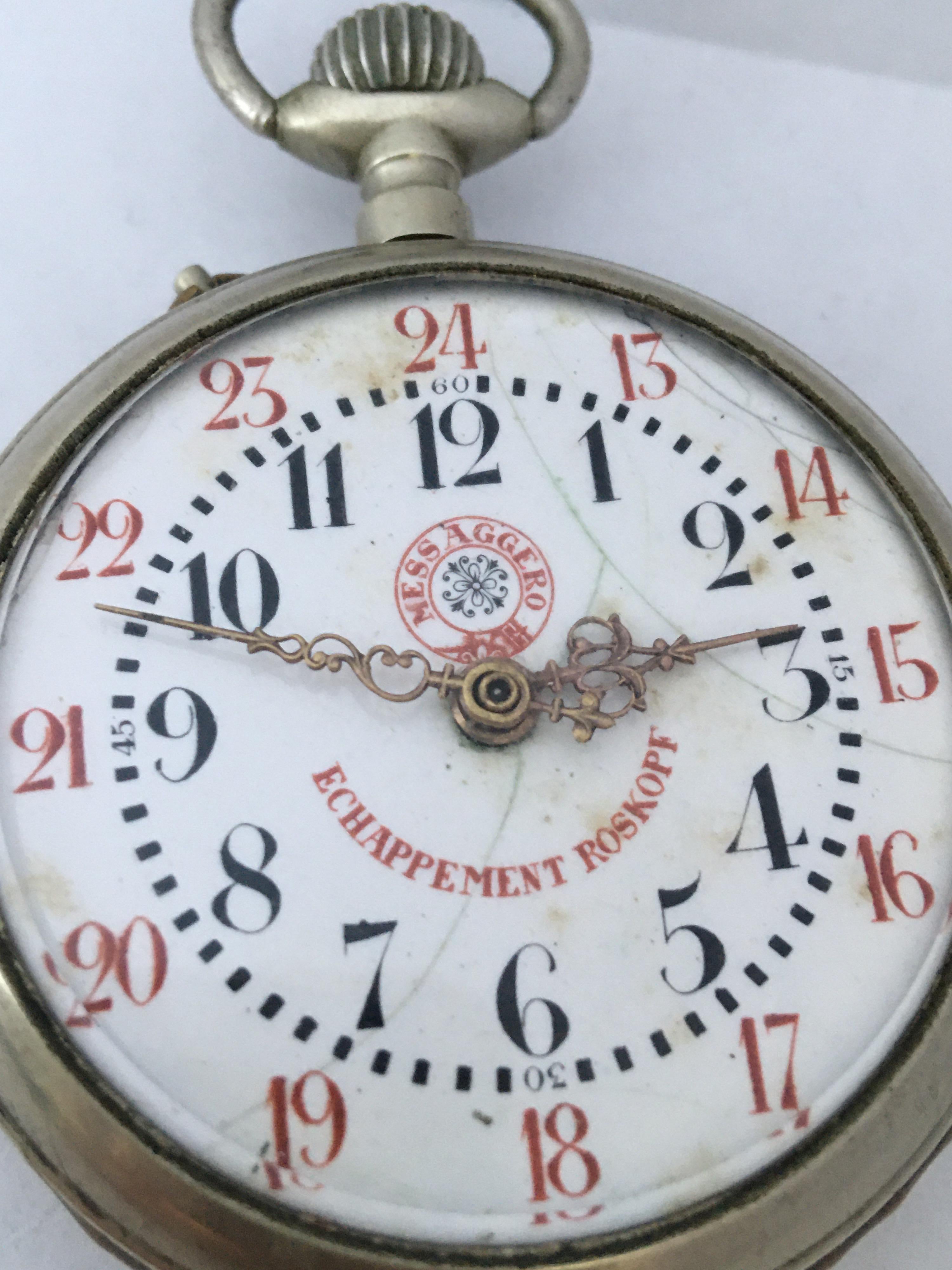 Antique Beautifully Engraved Hand Winding Pocket Watch with Roskopf Escapement For Sale 5