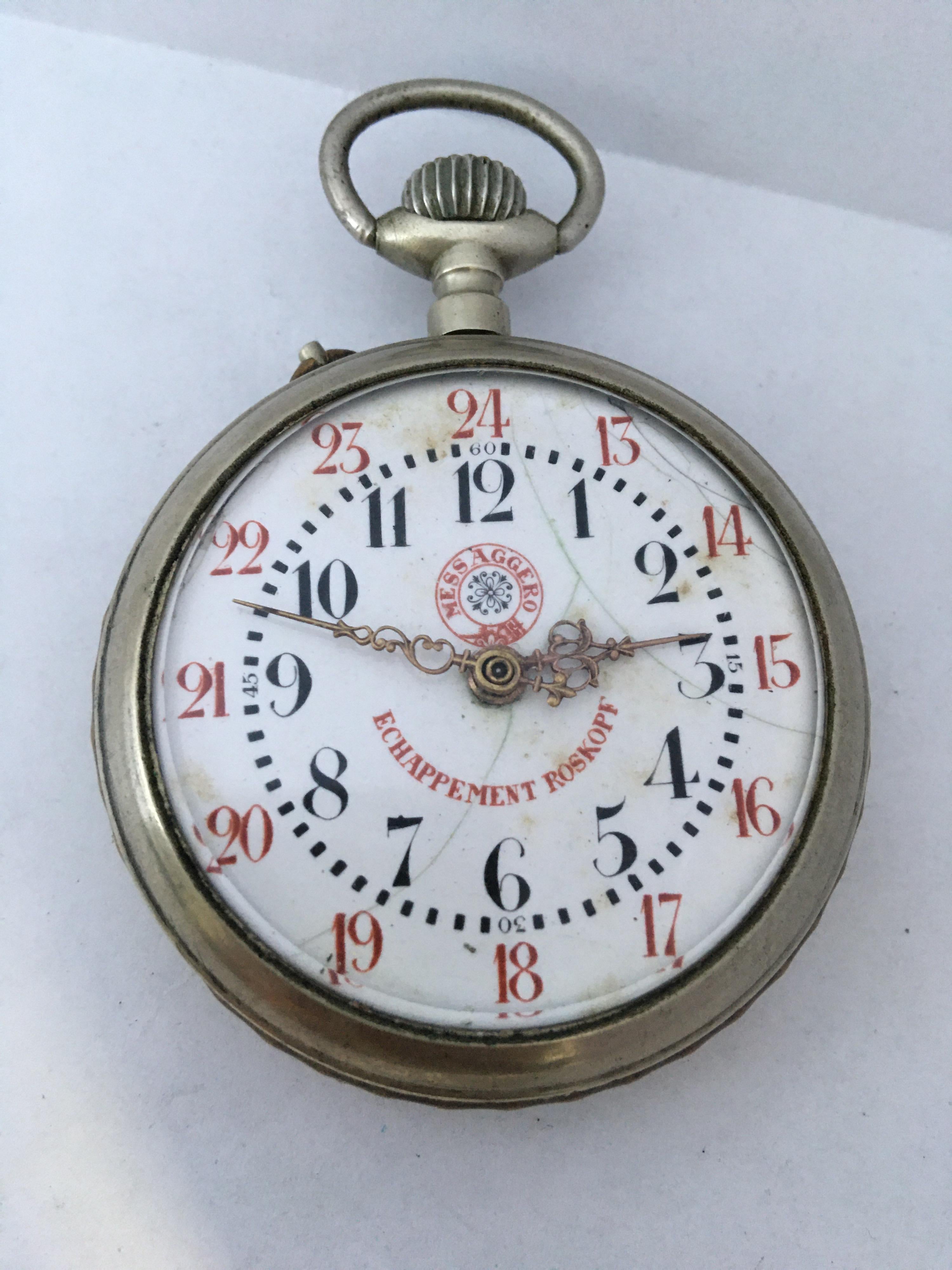 Antique Beautifully Engraved Hand Winding Pocket Watch with Roskopf Escapement For Sale 6