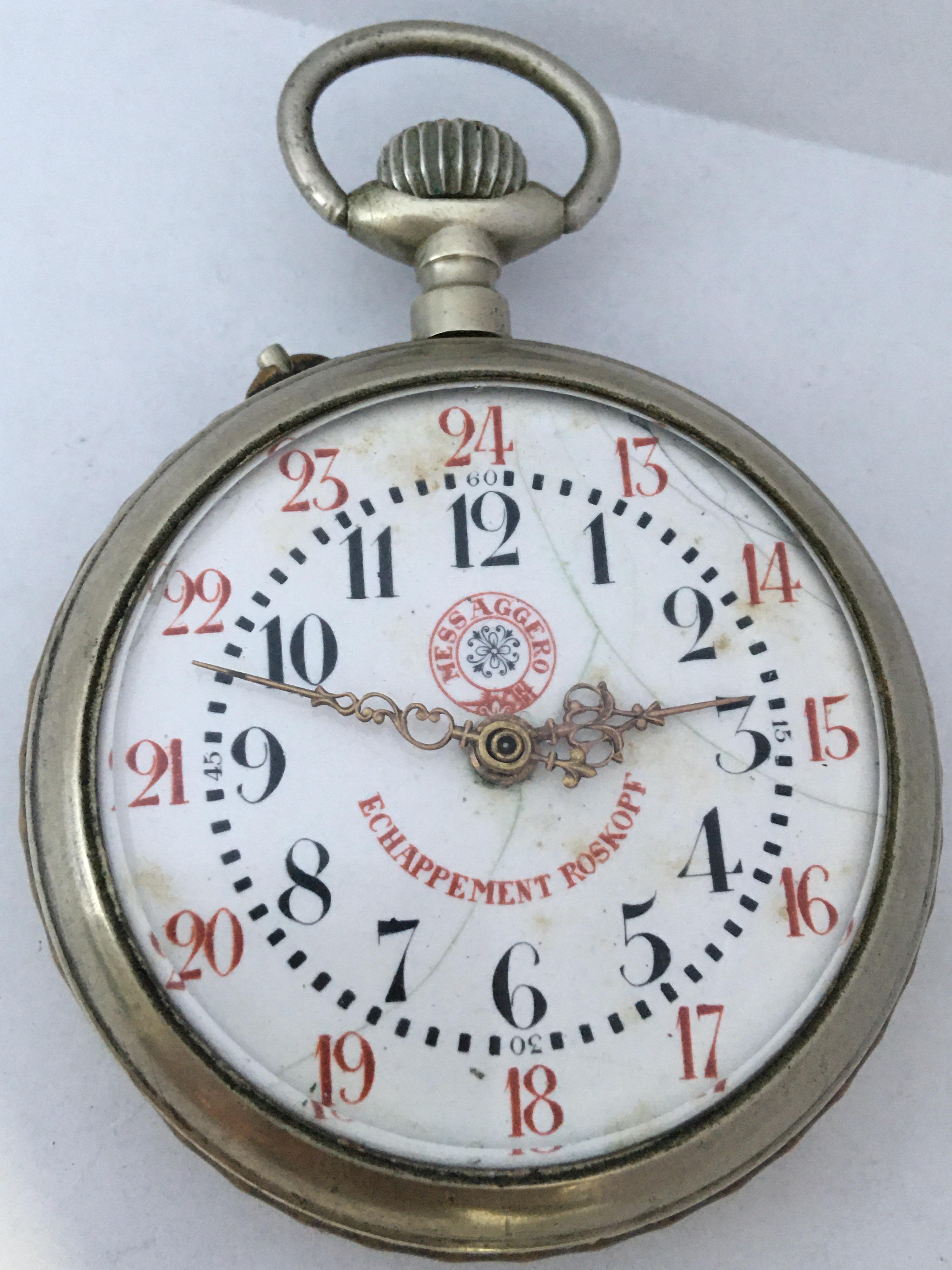 Antique Beautifully Engraved Hand Winding Pocket Watch with Roskopf Escapement For Sale 1