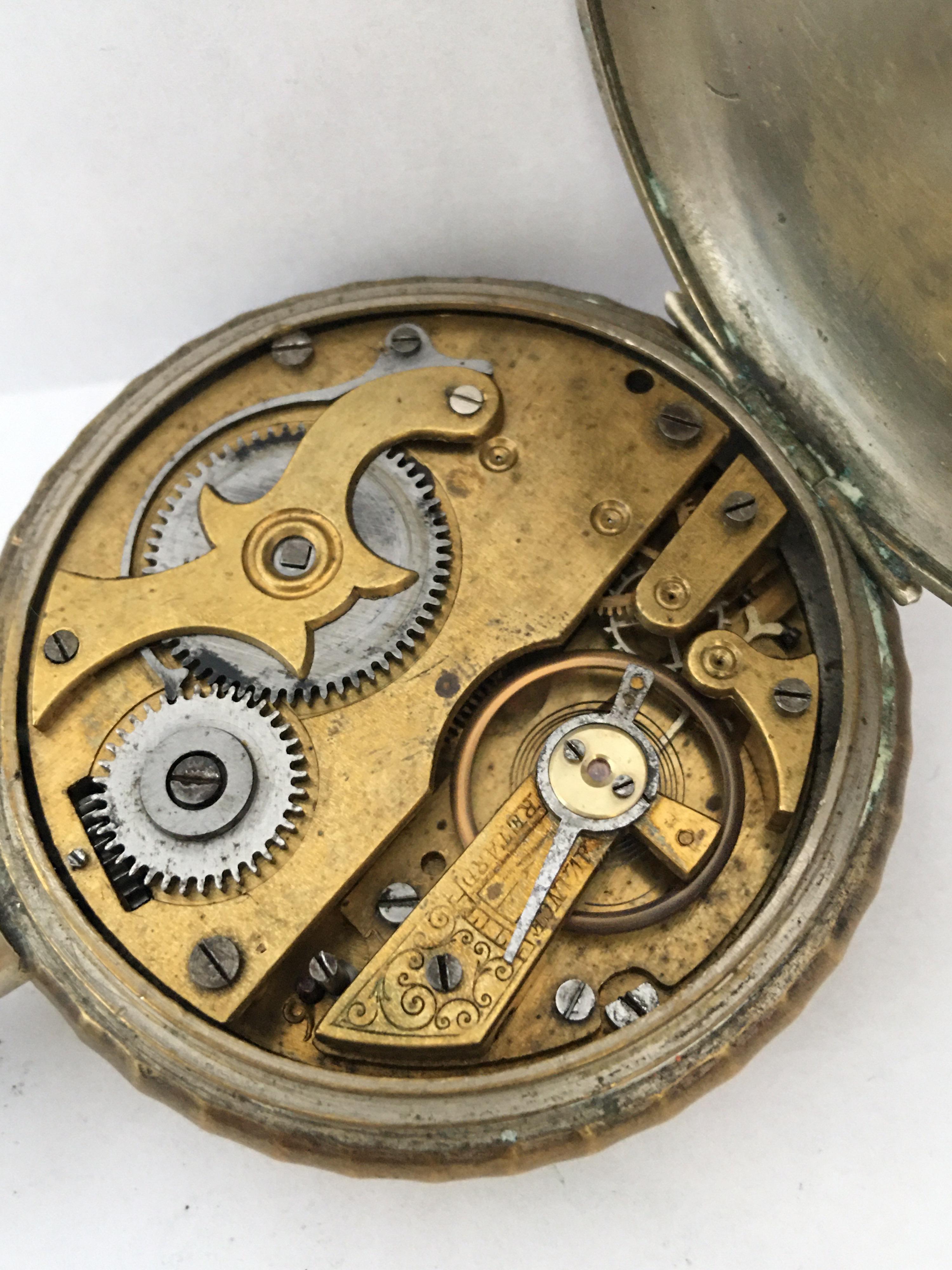 Antique Beautifully Engraved Hand Winding Pocket Watch with Roskopf Escapement For Sale 2