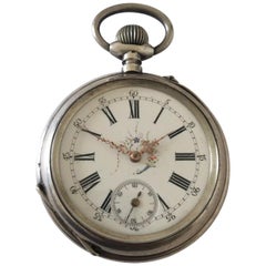 Antique Beautifully Engraved Silver Cased Pocket Watch