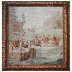 Antique Beauvais Tapestry – “arrival Of The Fishermen” – No. 1406 – 230x260