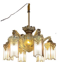 Lustre ancien en cuivre et laiton des Beaux-Arts