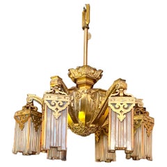 Antique Beaux Arts Copper and Brass Chandelier