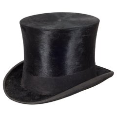 Antique chapeau haut de forme en fourrure de castor c.1920-1940