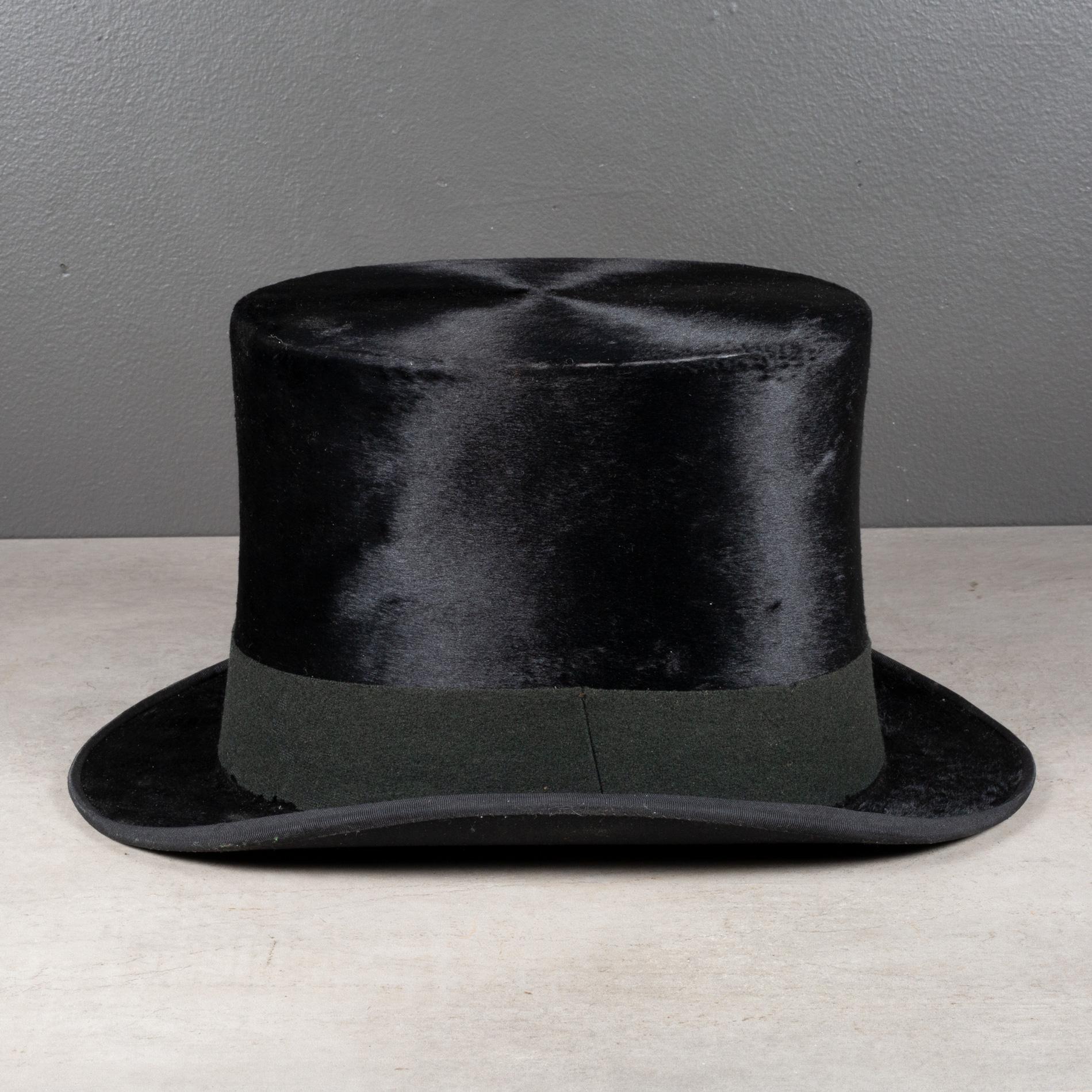 Late Victorian Antique Beaver Skin Top Hat c.1890-1920  (FREE SHIPPING) For Sale