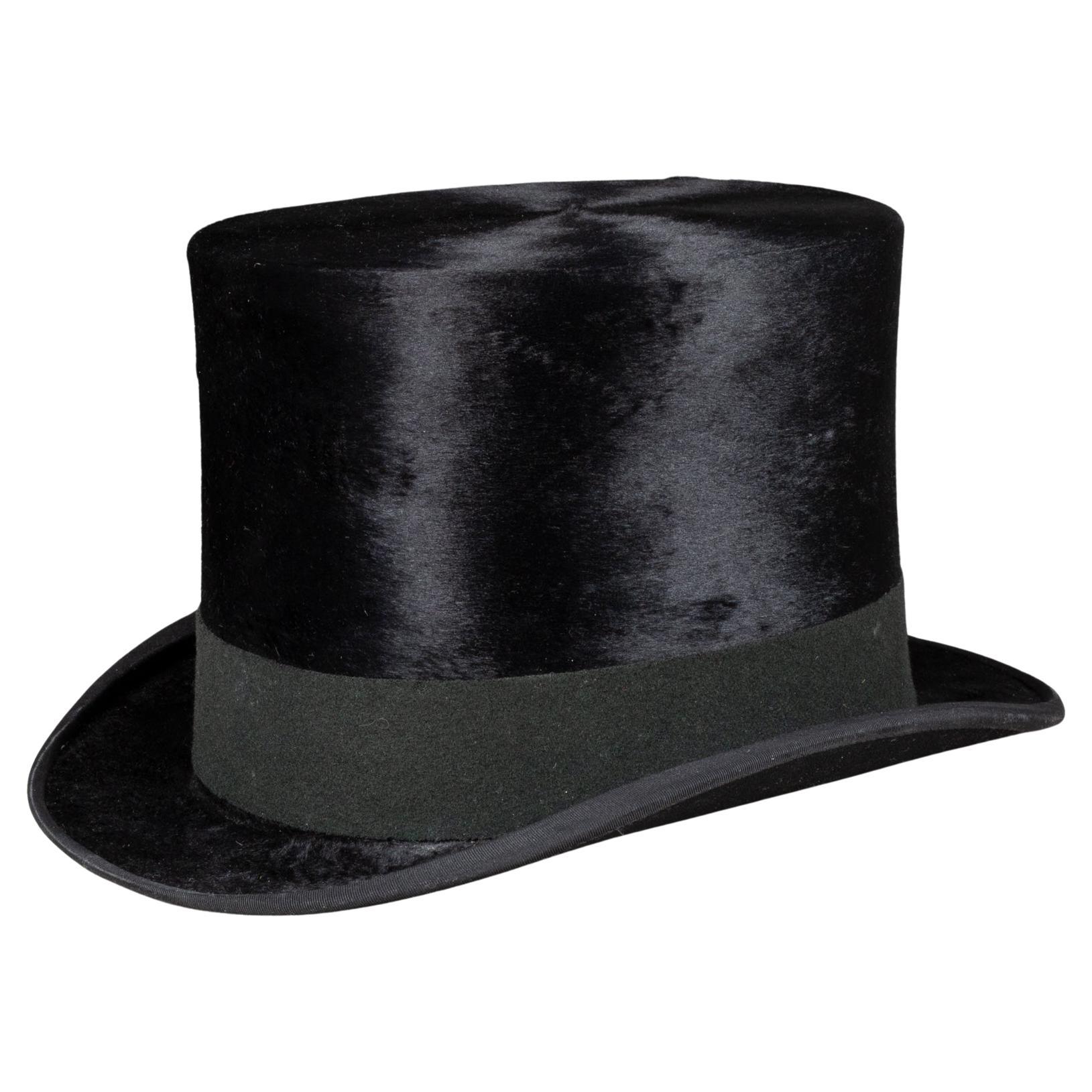 Antique Beaver Skin Top Hat c.1890-1920  (FREE SHIPPING) For Sale