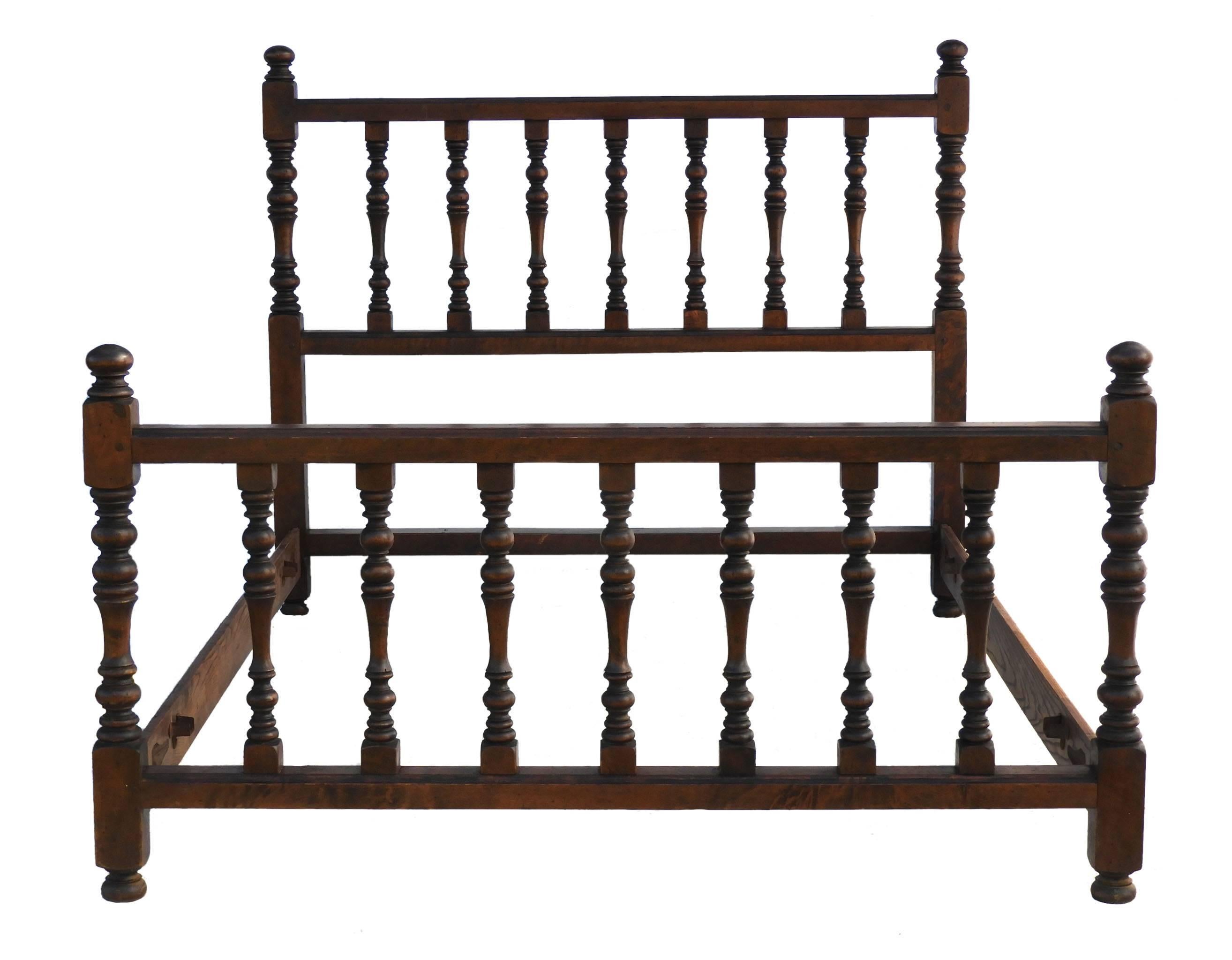 French antique bed UK king US queen-size, 19th century
French Country House
Basque Folk Art
Solid turned wood with lovely time worn patina to the old wood
Solid and sturdy
An unusual French provincial bed from a estate of a small Manoir in the
