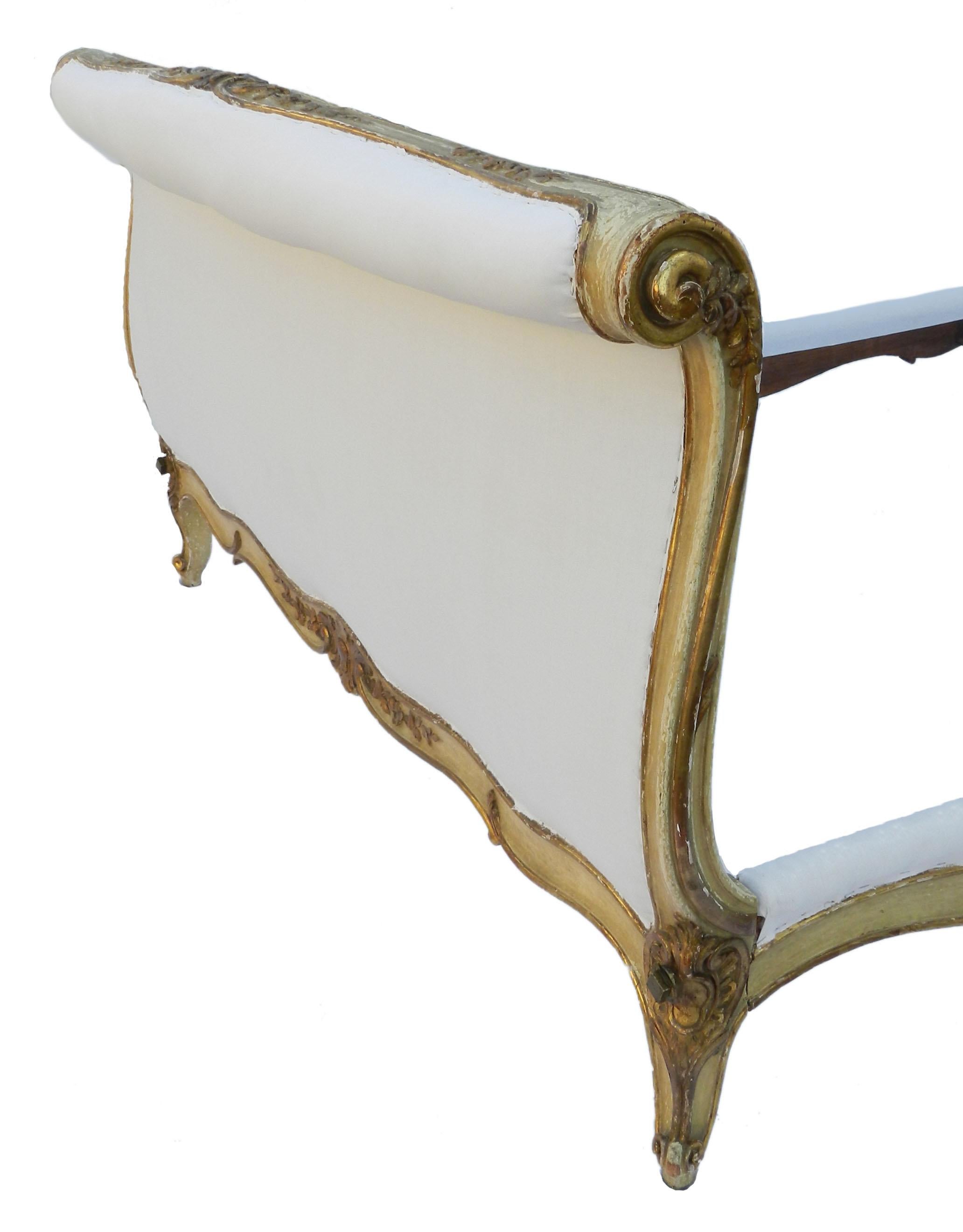 Louis XV Antique Bed Us Queen Uk King Size Under White Covers Gold Roll Top  For Sale