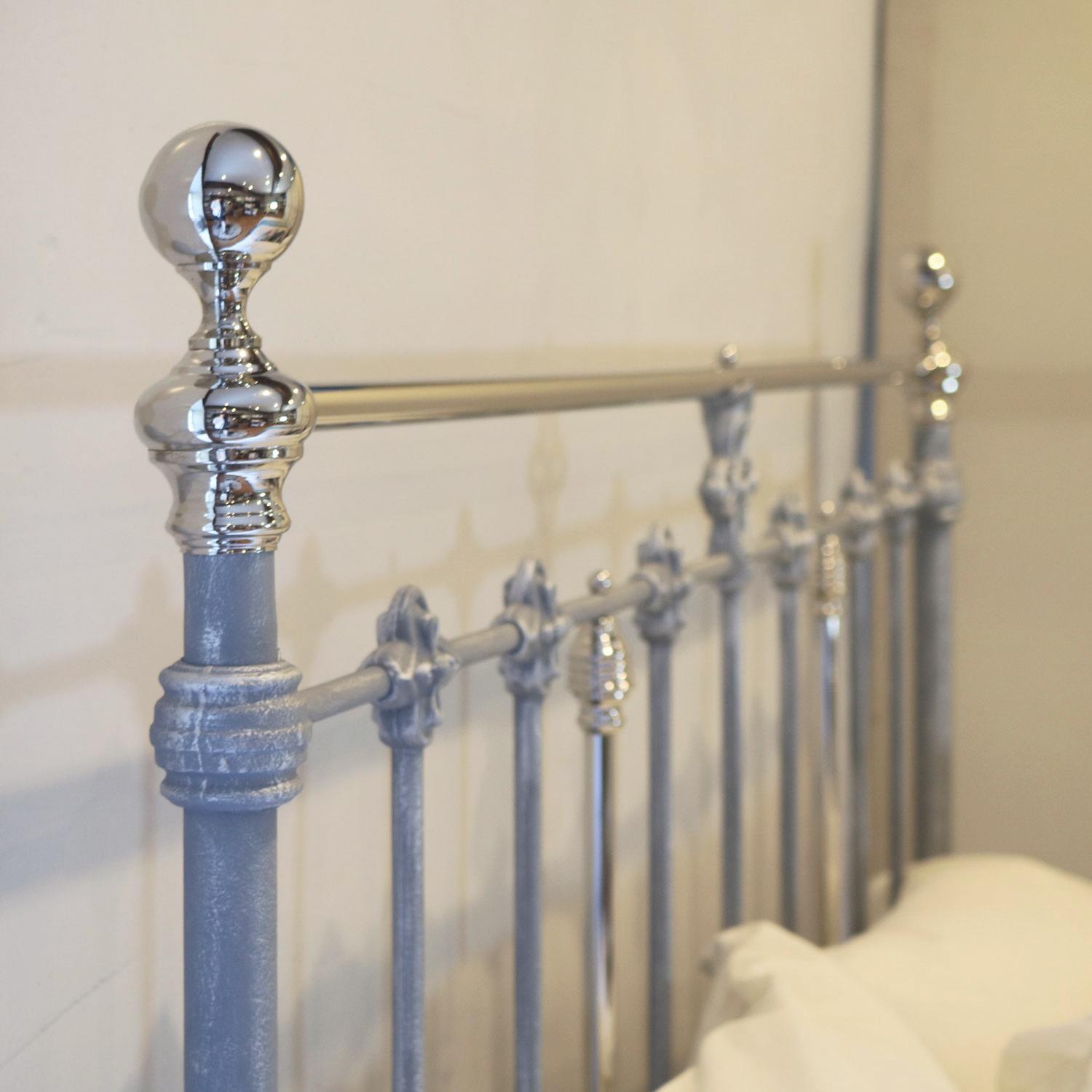 19th Century Antique Bed with Nickel Plating MK238