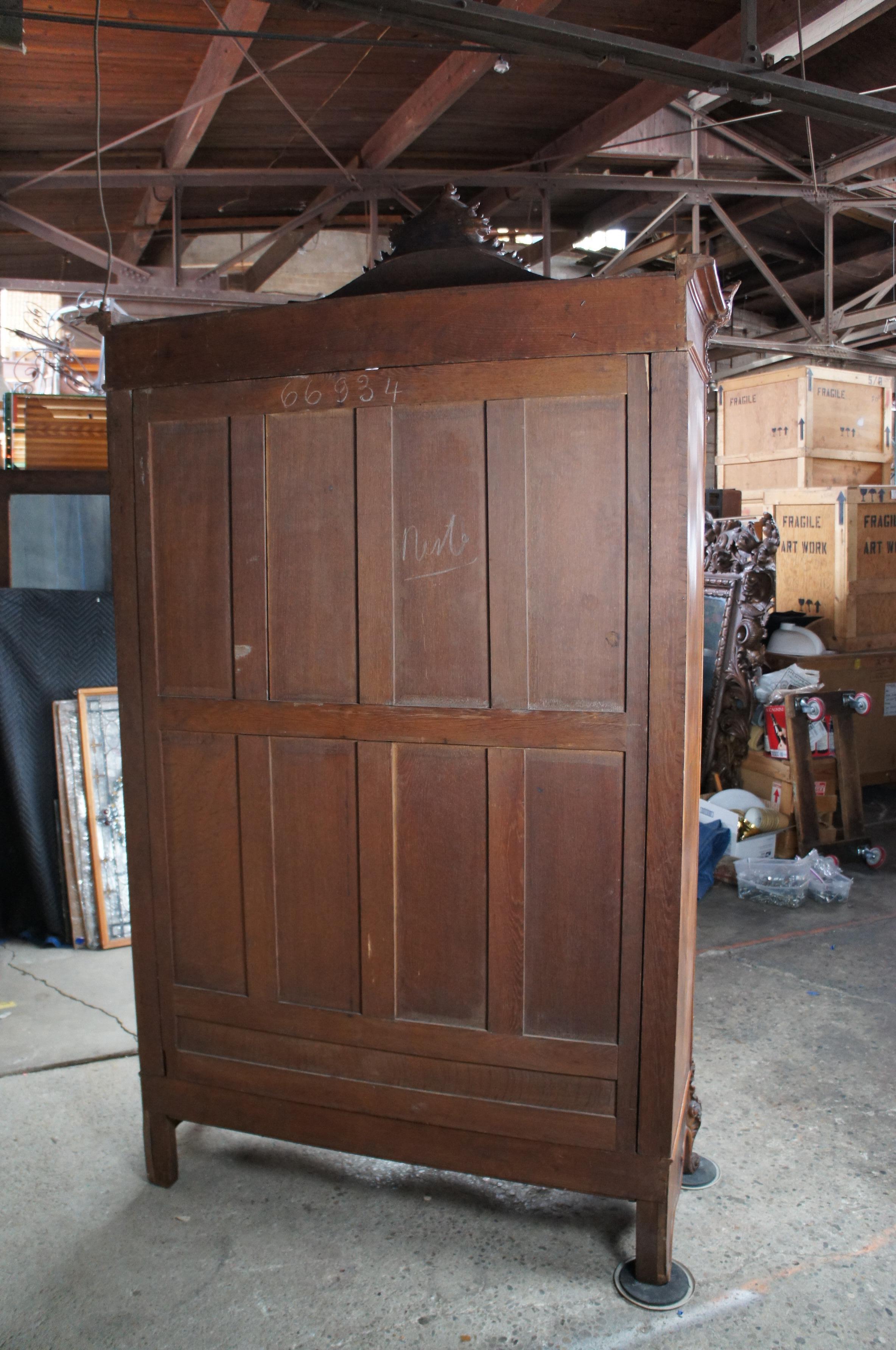 Antique Bedel & Cie French Louis XV Walnut Baroque Mirrored Knockdown Armoire 7