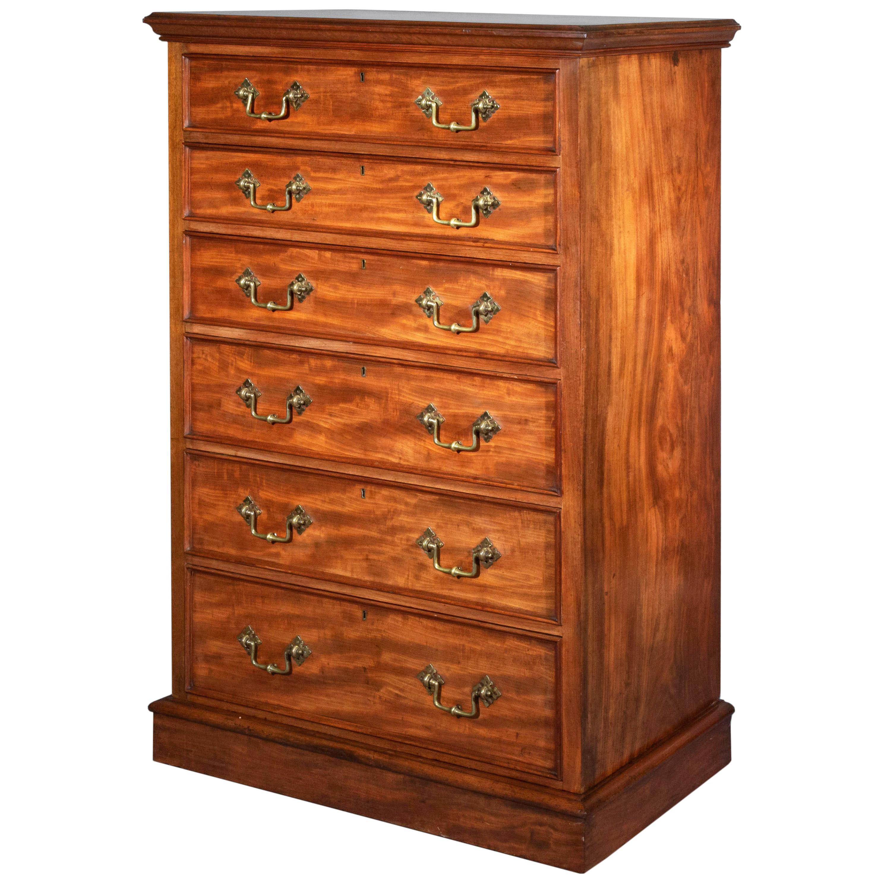 Antique Tall Chest of Drawers, Early Victorian 19th Century, England