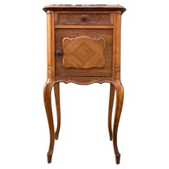Antique bedside cabinet  Art Nouveau around 1900  Walnut & marble