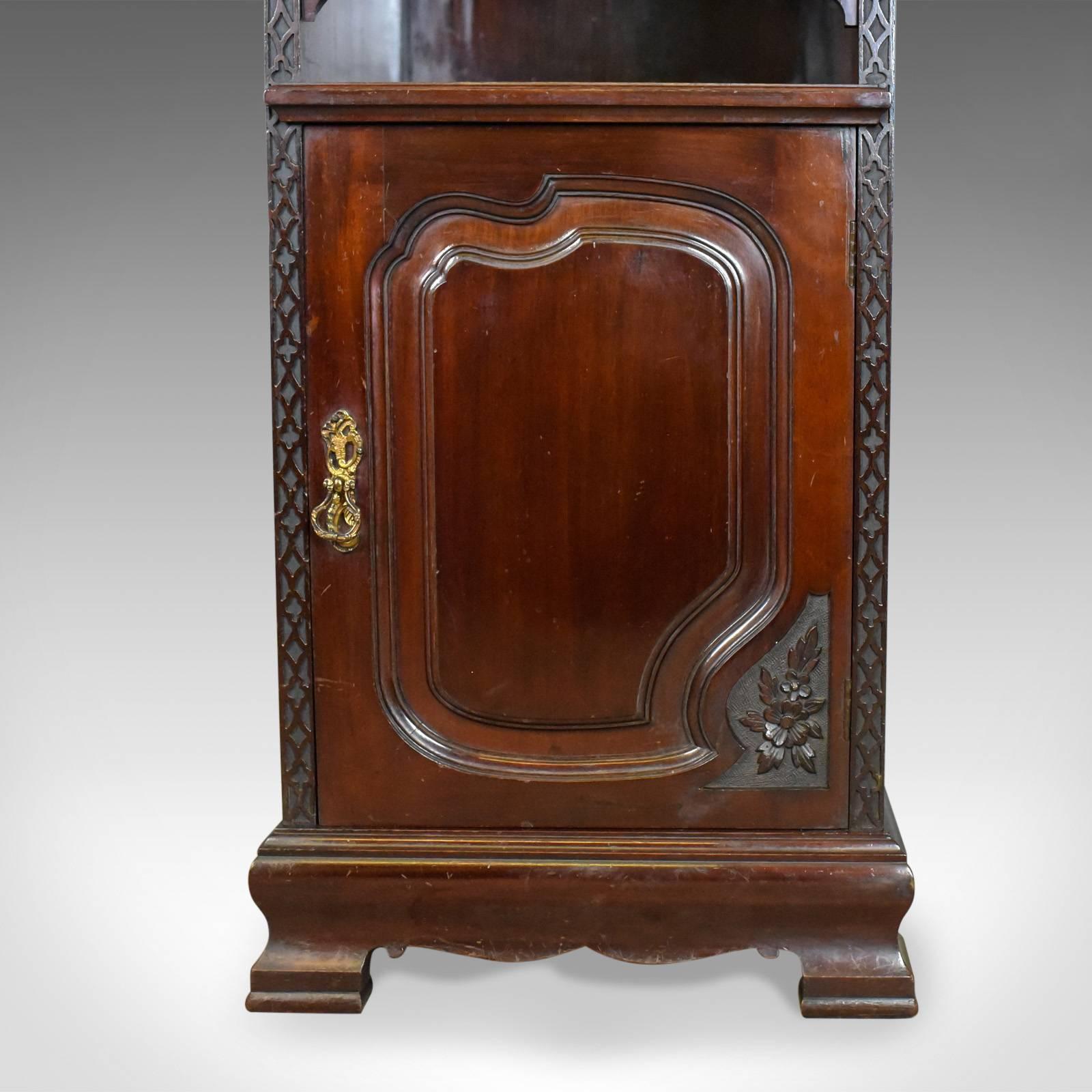 Antique Bedside Cabinet, Carved Mahogany Nightstand, English, circa 1910 1