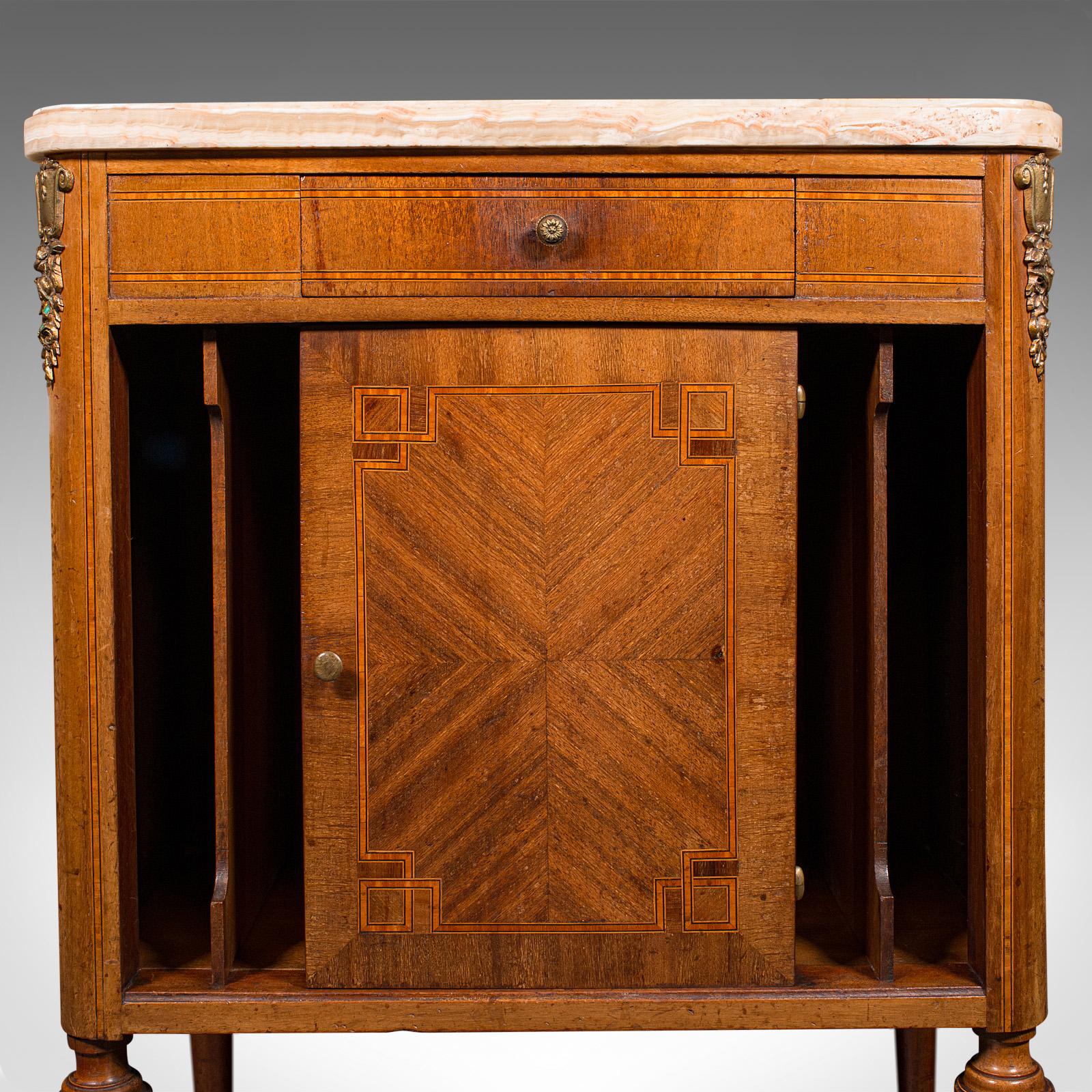 Antique Bedside Cabinet, French Kingwood, Marble, Nightstand Cupboard, Victorian For Sale 5