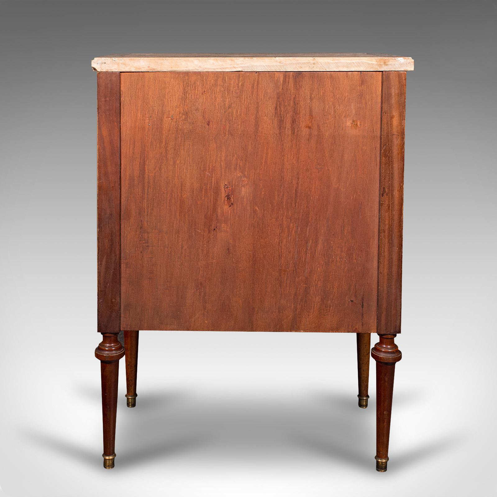 19th Century Antique Bedside Cabinet, French Kingwood, Marble, Nightstand Cupboard, Victorian For Sale