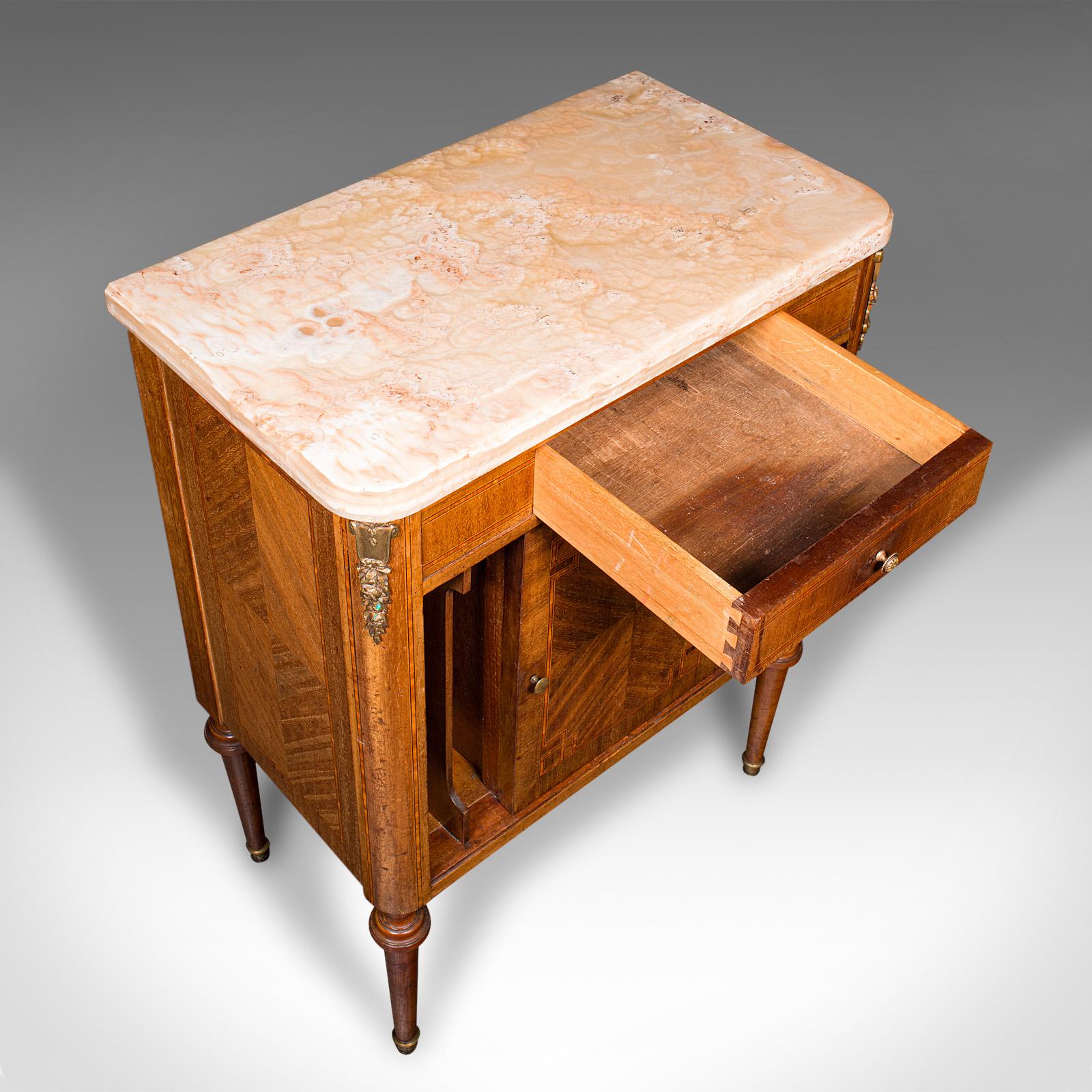 Antique Bedside Cabinet, French Kingwood, Marble, Nightstand Cupboard, Victorian For Sale 2