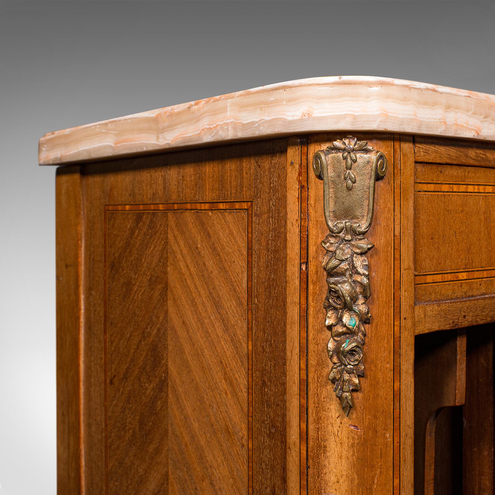 Antique Bedside Cabinet, French Kingwood, Marble, Nightstand Cupboard, Victorian For Sale 4