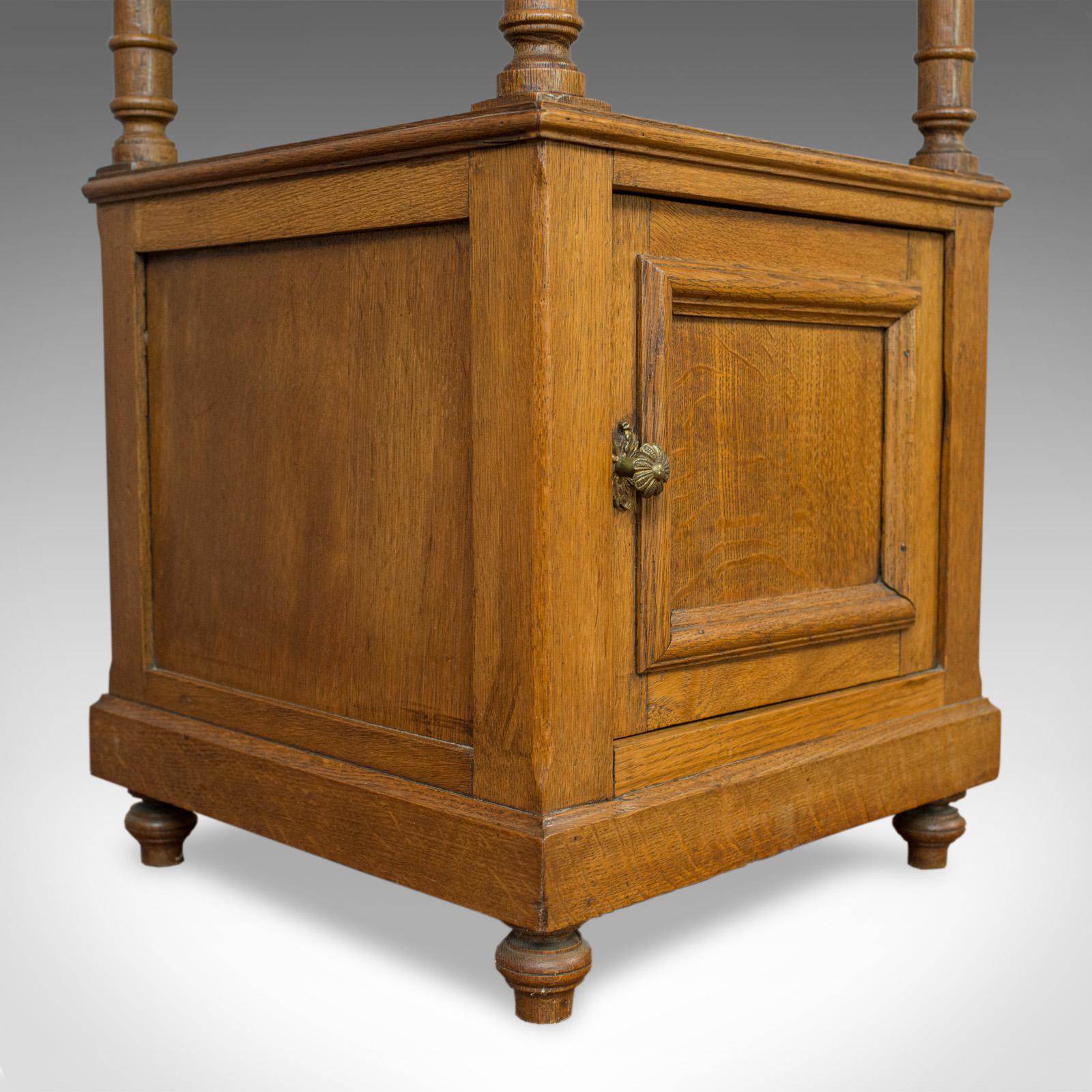 Antique Bedside Cabinet, French, Oak, Marble, Lamp, Nightstand, circa 1930 3