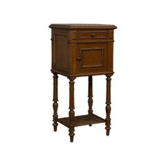 Antique Bedside Cabinet, French, Oak, Marble, Lamp, Side, circa 1950