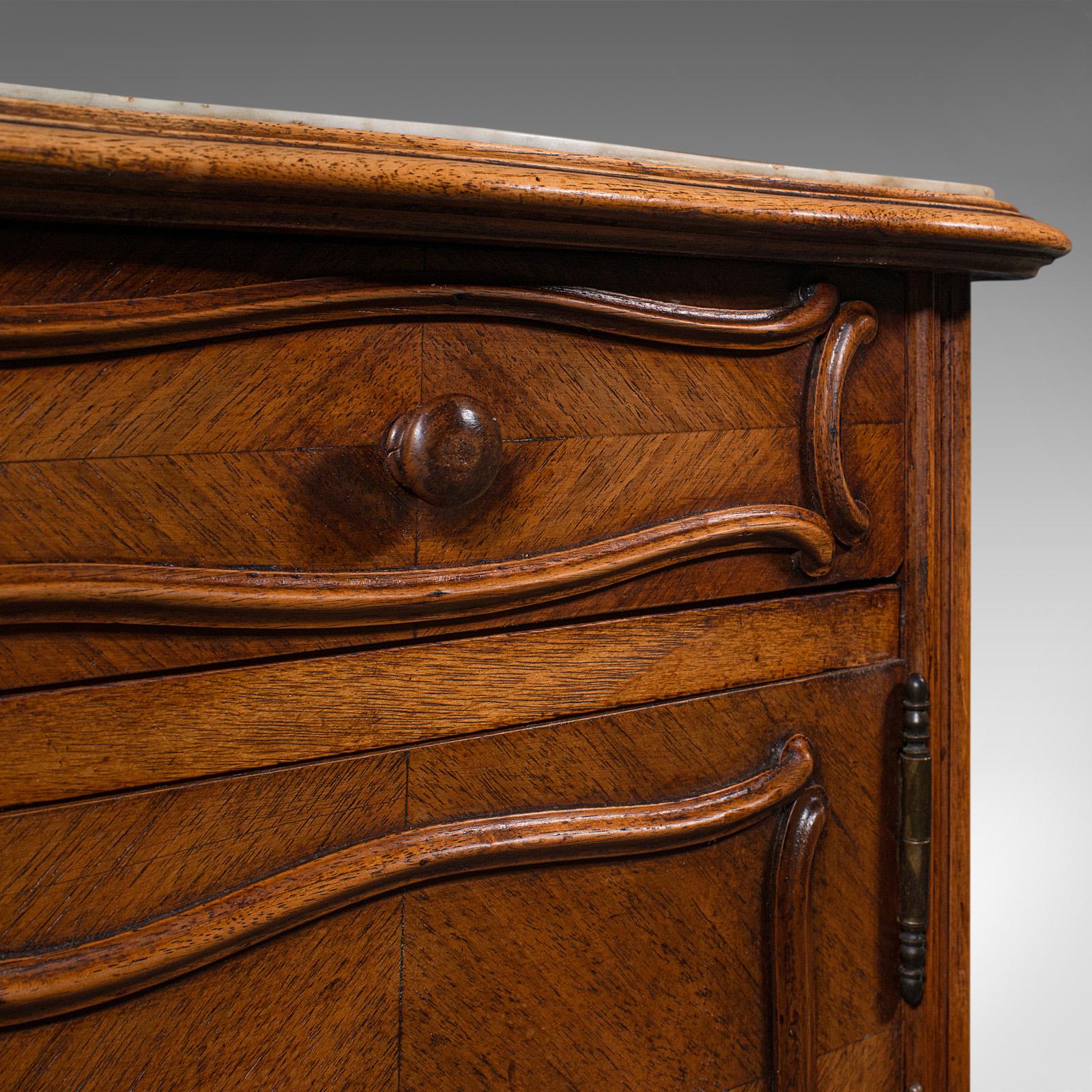 Antique Bedside Cabinet, French, Walnut, Marble, Night Stand, Victorian, C.1900 5