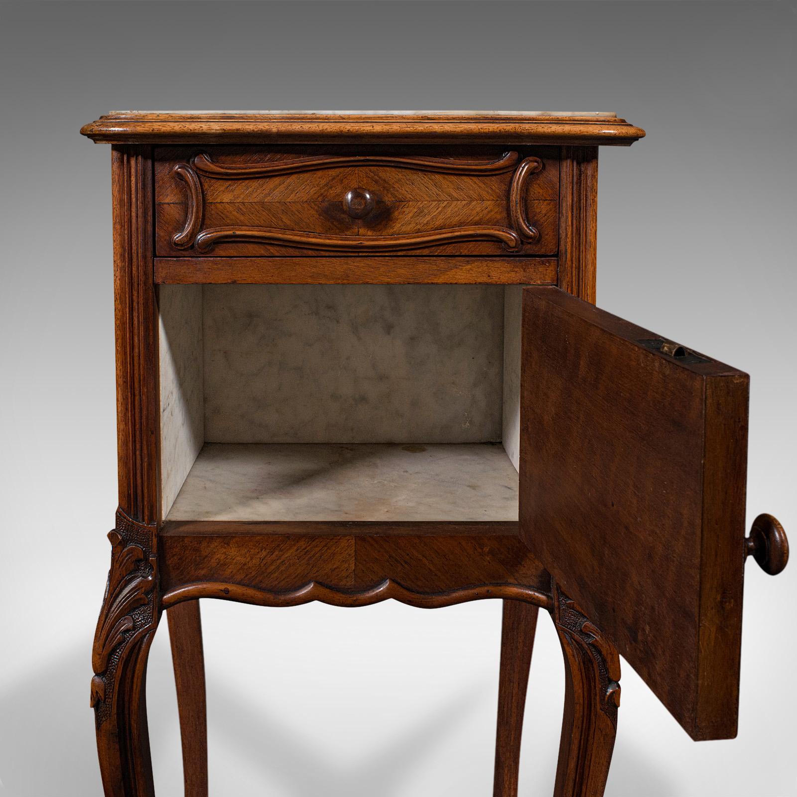 Antique Bedside Cabinet, French, Walnut, Marble, Night Stand, Victorian, C.1900 6