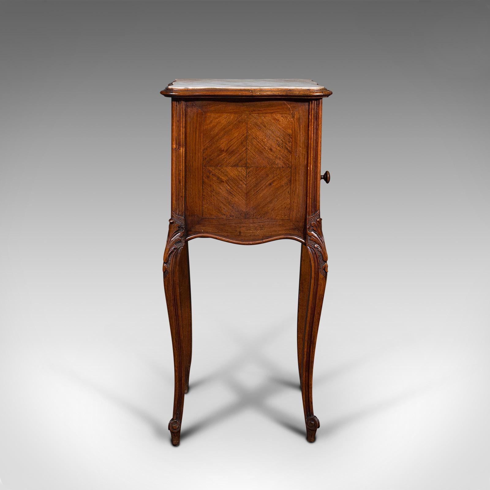 Antique Bedside Cabinet, French, Walnut, Marble, Night Stand, Victorian, C.1900 In Good Condition In Hele, Devon, GB