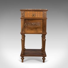 Antique Bedside Cabinet, Victorian Marble-Top Pot Cupboard, Walnut, circa 1900
