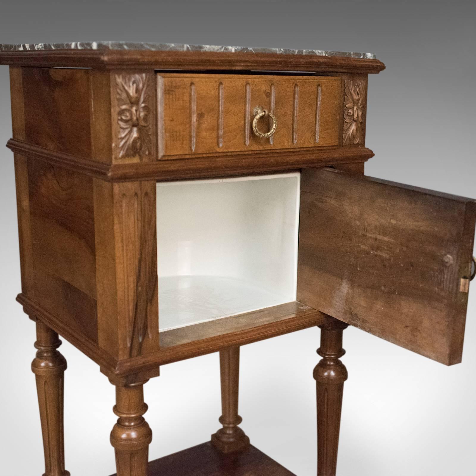 Antique Bedside Cabinet, Victorian Marble-Top Pot Cupboard, Walnut, circa 1900 1