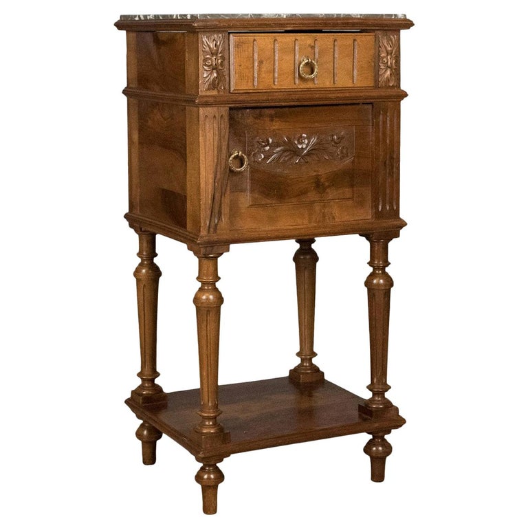 Antique Bedside Victorian MarbleTop Pot Cupboard, Walnut