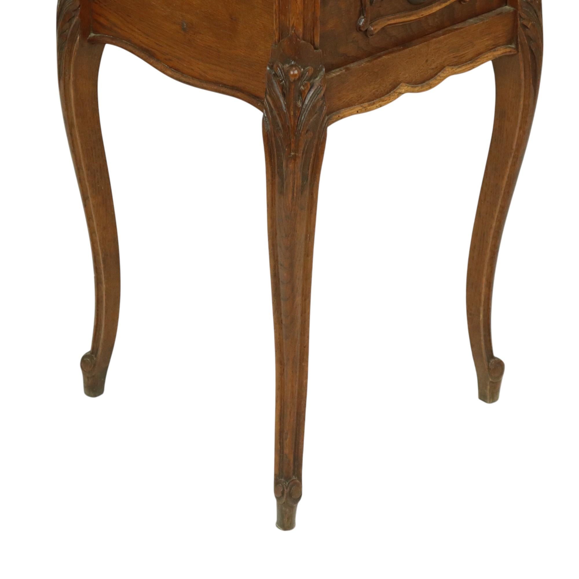 Antique Bedside Table Oak Red Marble Louis Quinze Style In Good Condition For Sale In Poperinge, BE