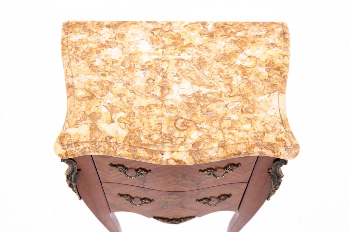 Antique bedside tables with stone top, France, circa 1910. For Sale 3