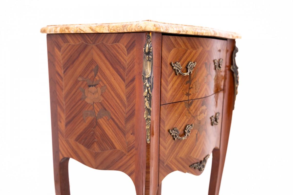 Antique bedside tables with stone top, France, circa 1910. For Sale 5