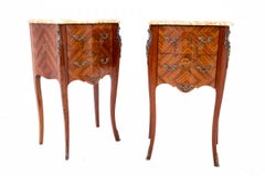 Antique bedside tables with stone top, France, circa 1910.