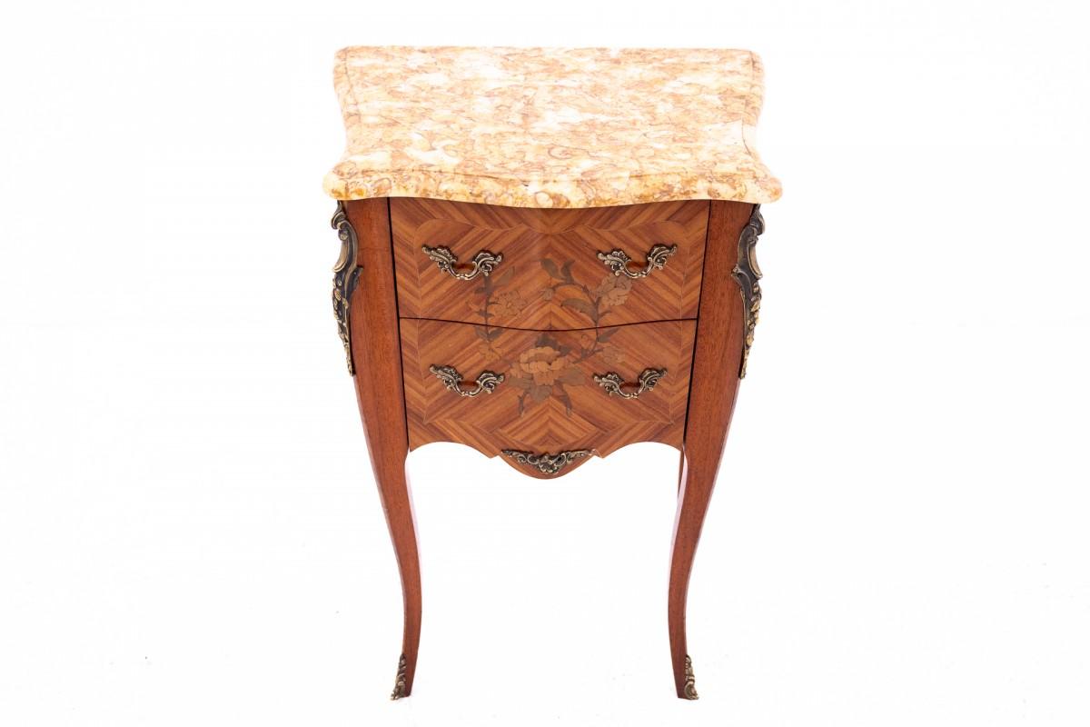Antique bedside tables with stone top, France, circa 1910. In Good Condition For Sale In Chorzów, PL
