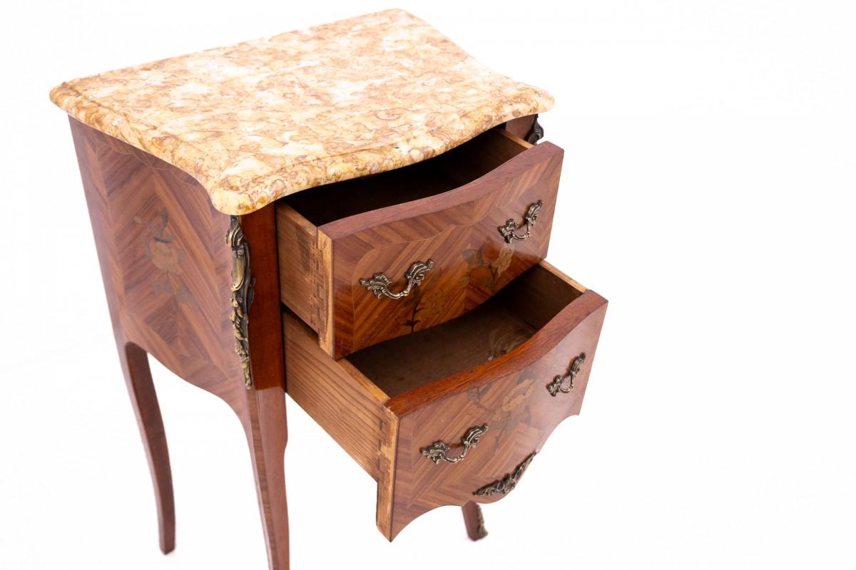 Antique bedside tables with stone top, France, circa 1910. For Sale 2
