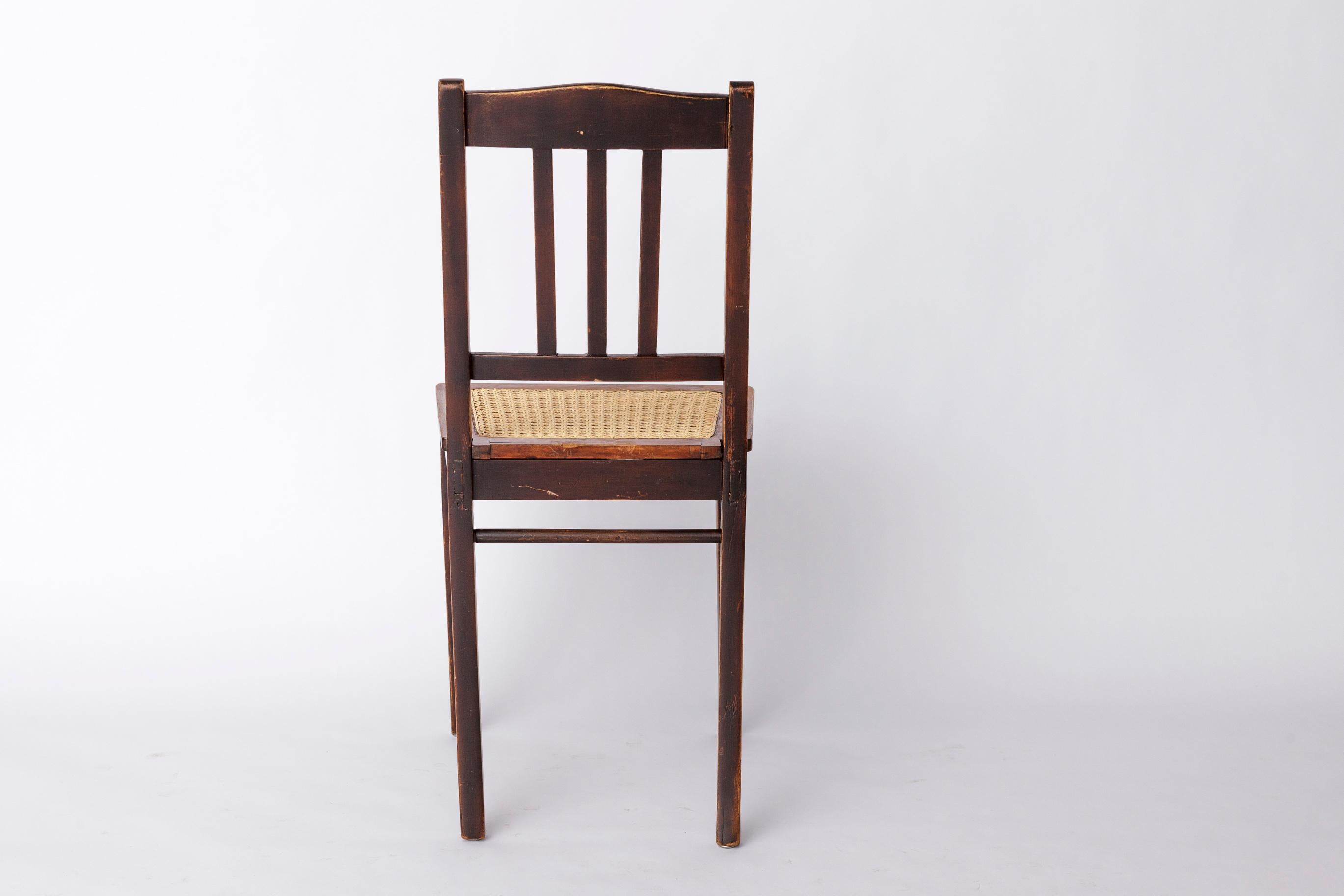 Antique Beech Wood Chair – 1940s German Desk or Dining Chair with New Cane Seat For Sale 1