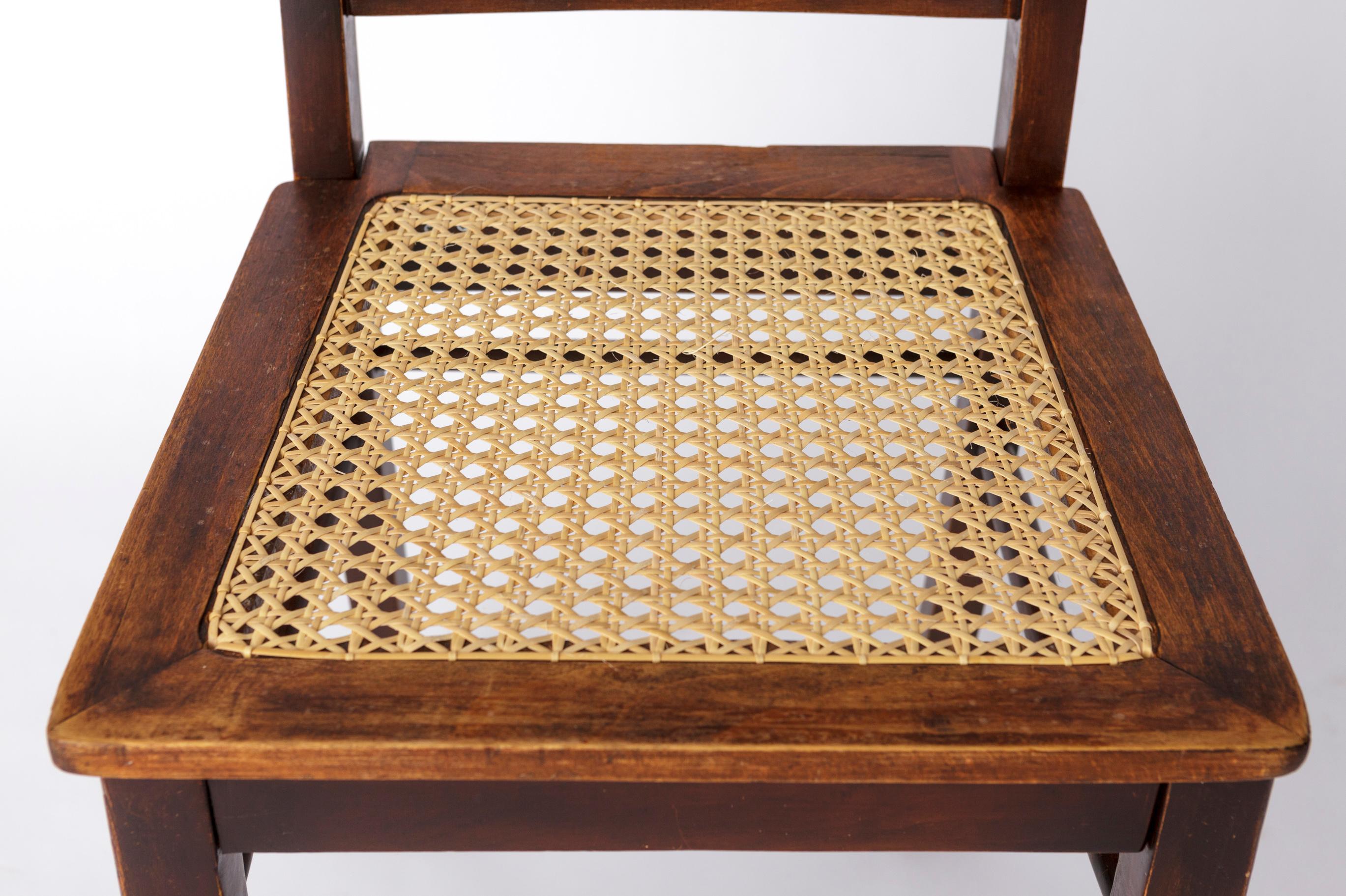Antique Beech Wood Chair – 1940s German Desk or Dining Chair with New Cane Seat For Sale 3