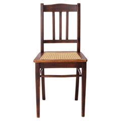 Antique Beech Wood Chair – 1940s German Desk or Dining Chair with New Cane Seat