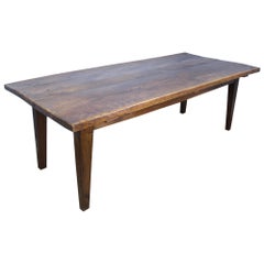 Antique Beechwood and Oak Thick Top Farm Table
