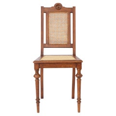 Antique Beechwood Chair with Cane Seat
Back, 1930s–1950s Turned Wood Dining