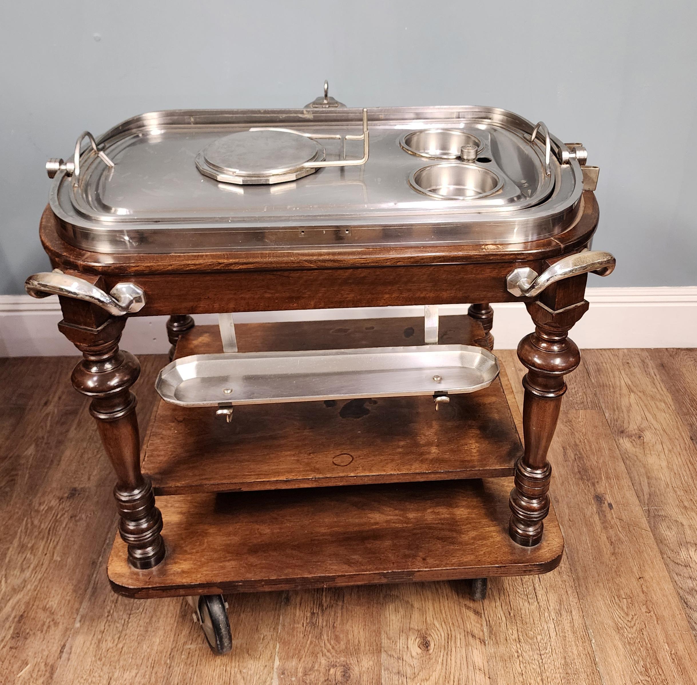 Carro antiguo de carne plateado Drakes of London Hotel Carvery 1910 en venta 9