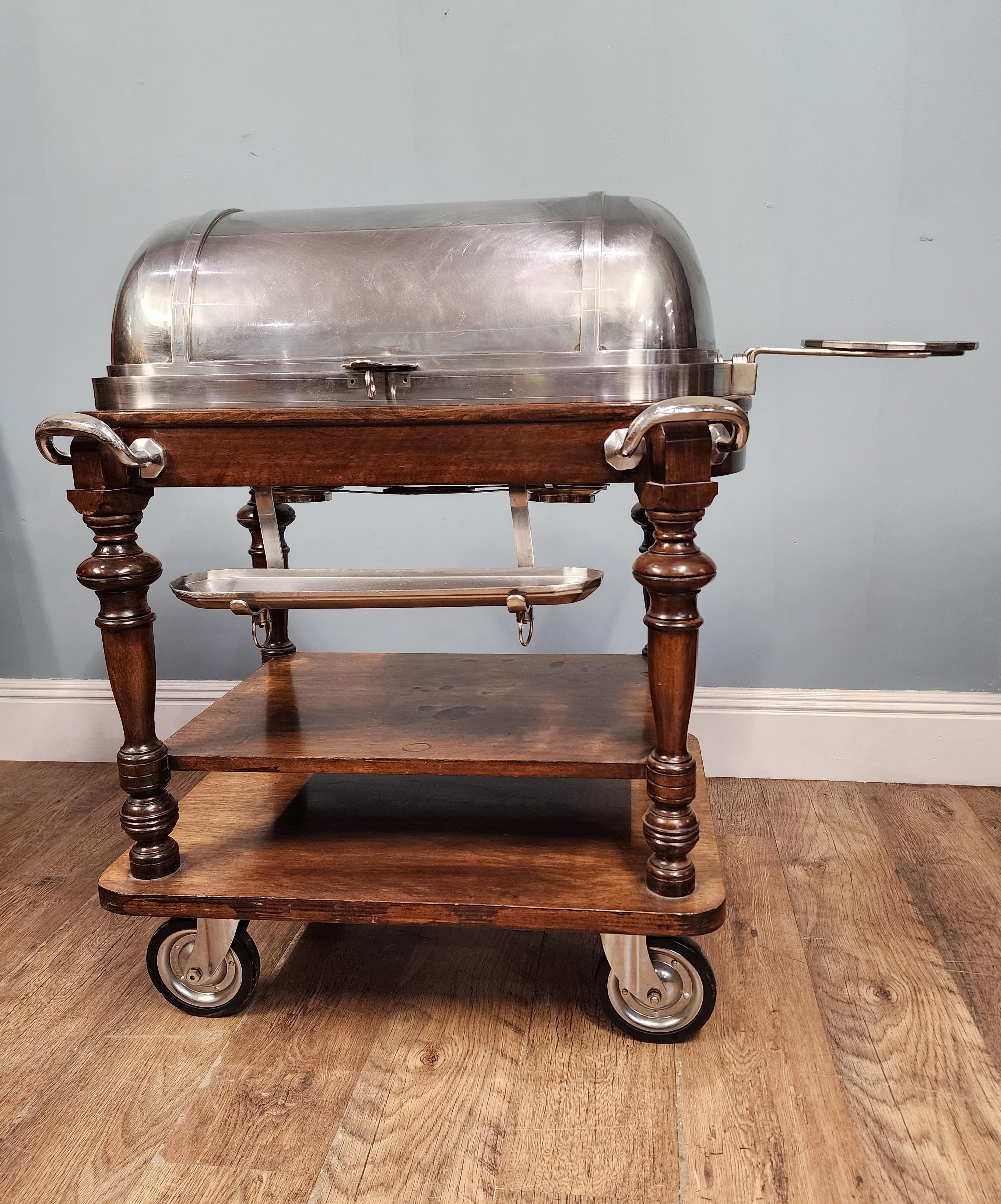 Carro antiguo de carne plateado Drakes of London Hotel Carvery 1910 Plateado en venta