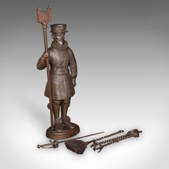 Antique Beefeater Fireside Companion, Cast Iron, English, Fire Tools, Edwardian