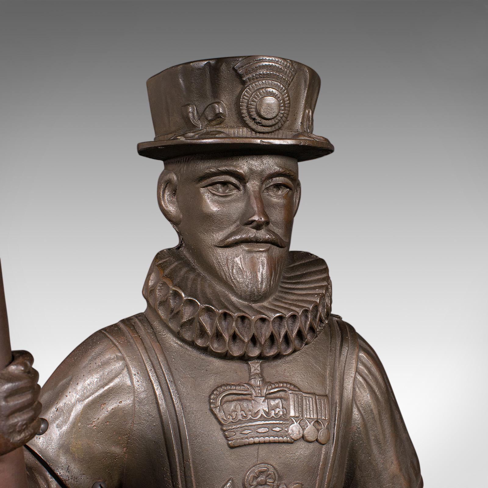 Antique Beefeater Fireside Companion, Cast Iron, English, Fire Tools, Edwardian For Sale 3